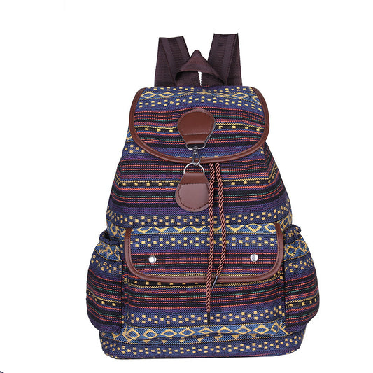 Stylish Cotton-Linen Contrast Backpack