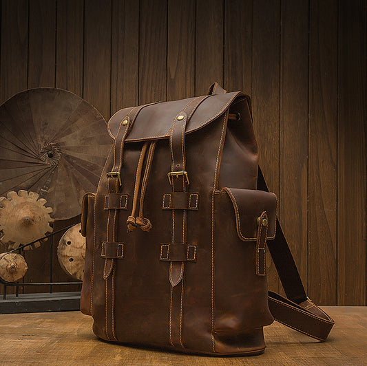 Crazy Horse Leather Retro Backpack