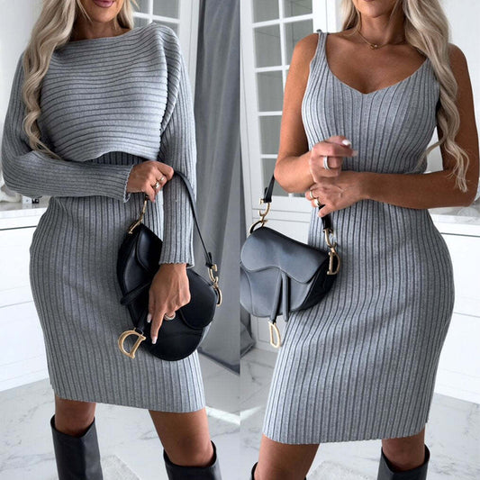 Ribbed dress & bolero set