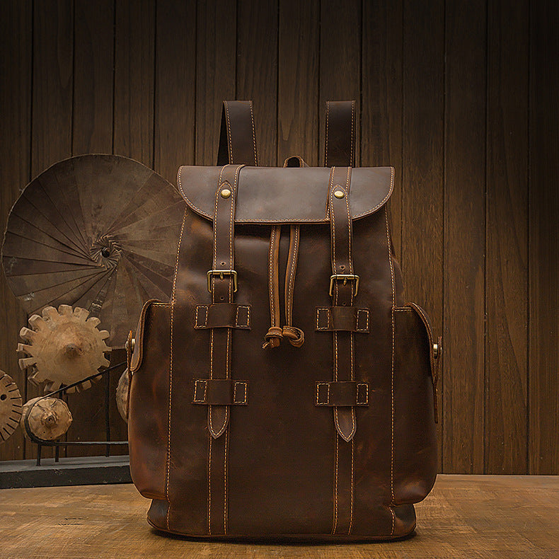 Crazy Horse Leather Retro Backpack