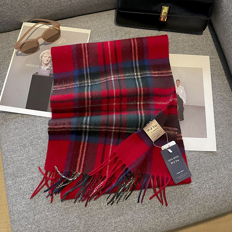 Pure Wool Plaid Scarf