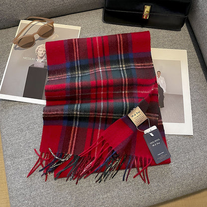 Pure Wool Plaid Scarf
