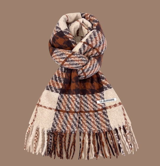 All-match Plaid Faux Cashmere Scarf