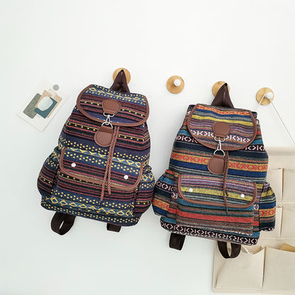 Stylish Cotton-Linen Contrast Backpack