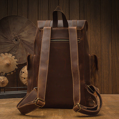 Crazy Horse Leather Retro Backpack
