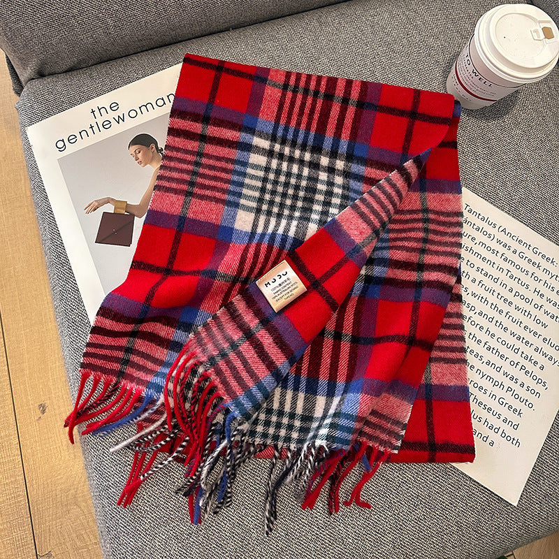 Pure Wool Plaid Scarf