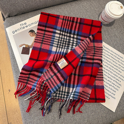 Pure Wool Plaid Scarf