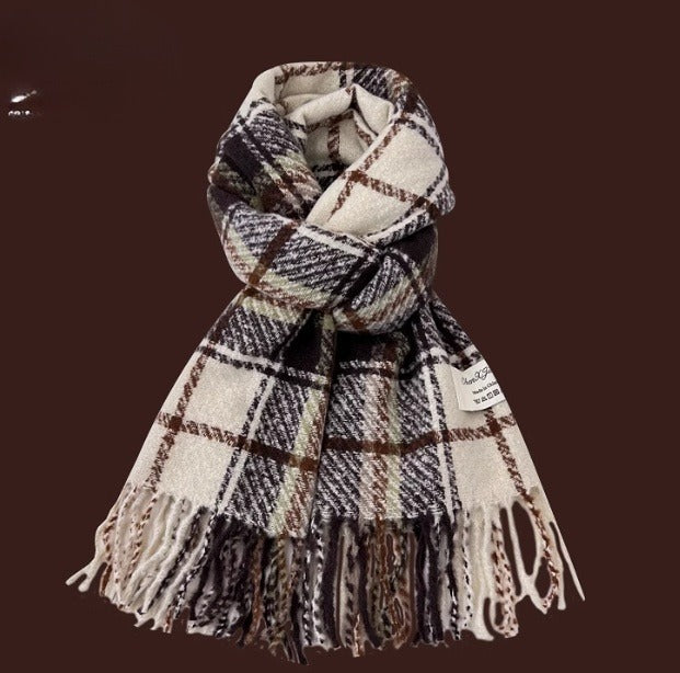 All-match Plaid Faux Cashmere Scarf