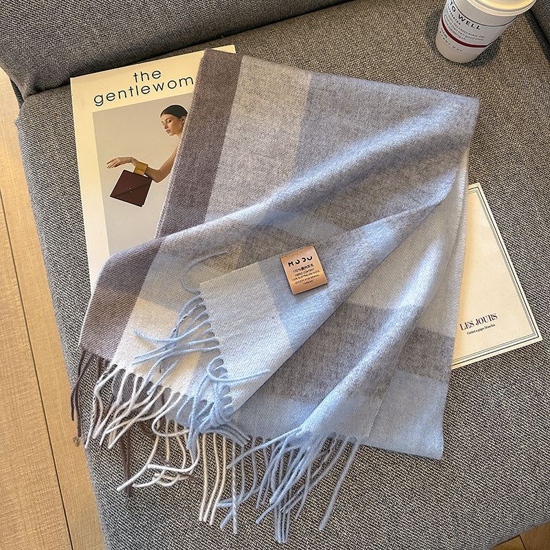 Pure Wool Plaid Scarf