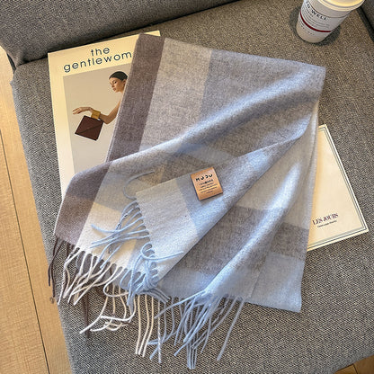 Pure Wool Plaid Scarf