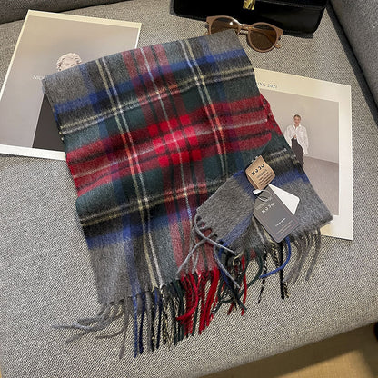 Pure Wool Plaid Scarf
