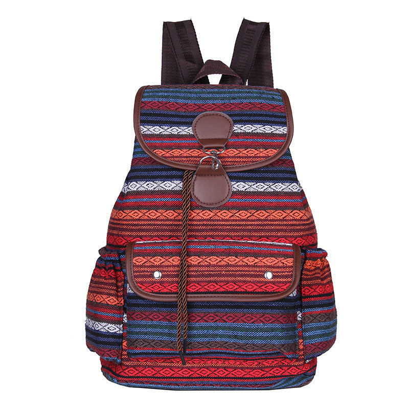 Stylish Cotton-Linen Contrast Backpack