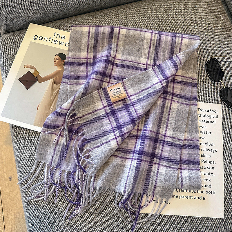 Pure Wool Plaid Scarf
