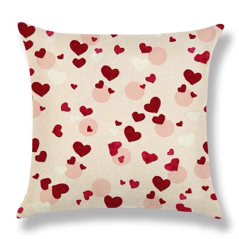 Valentine’s Day Heart Couple Linen Cushion Cover