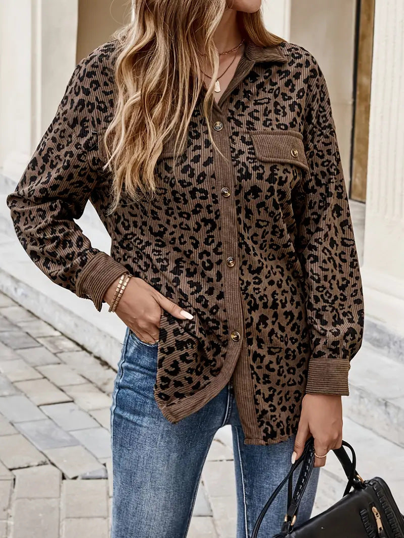 Leopard Corduroy Coat