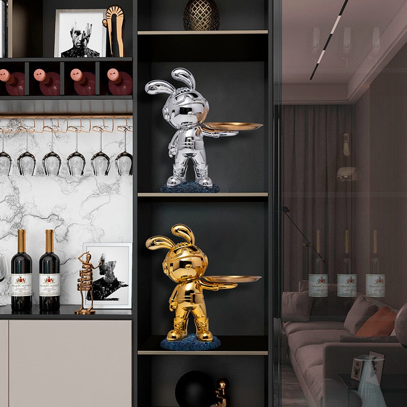 Decorative Resin Bunny with Tray