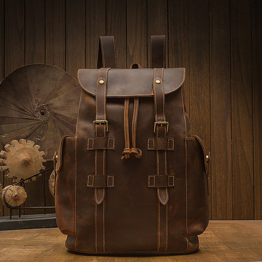 Crazy Horse Leather Retro Backpack