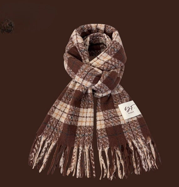 All-match Plaid Faux Cashmere Scarf