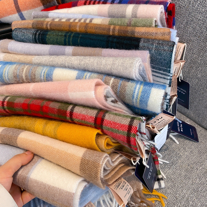 Pure Wool Plaid Scarf