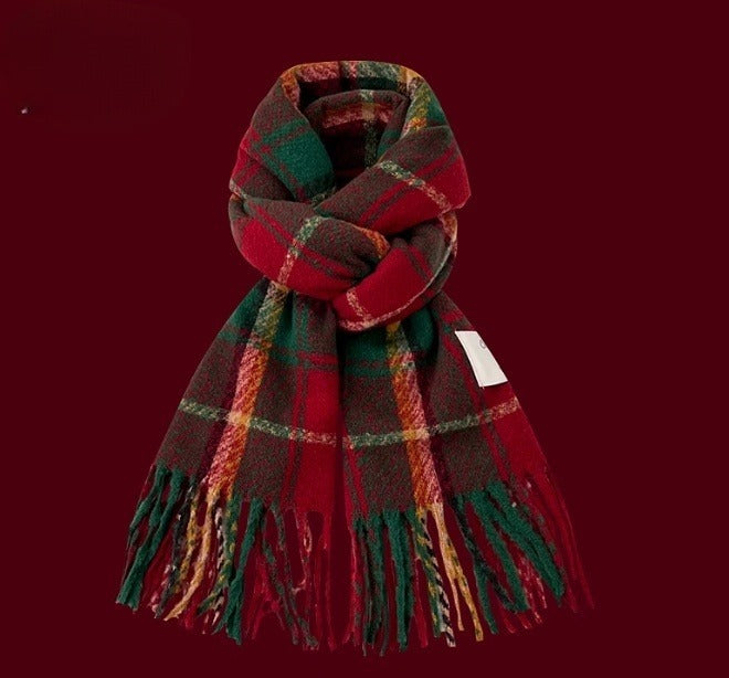 All-match Plaid Faux Cashmere Scarf