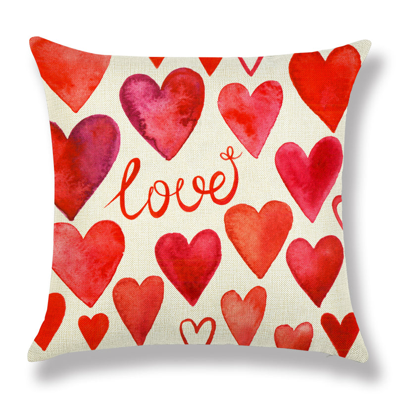 Valentine’s Day Heart Couple Linen Cushion Cover