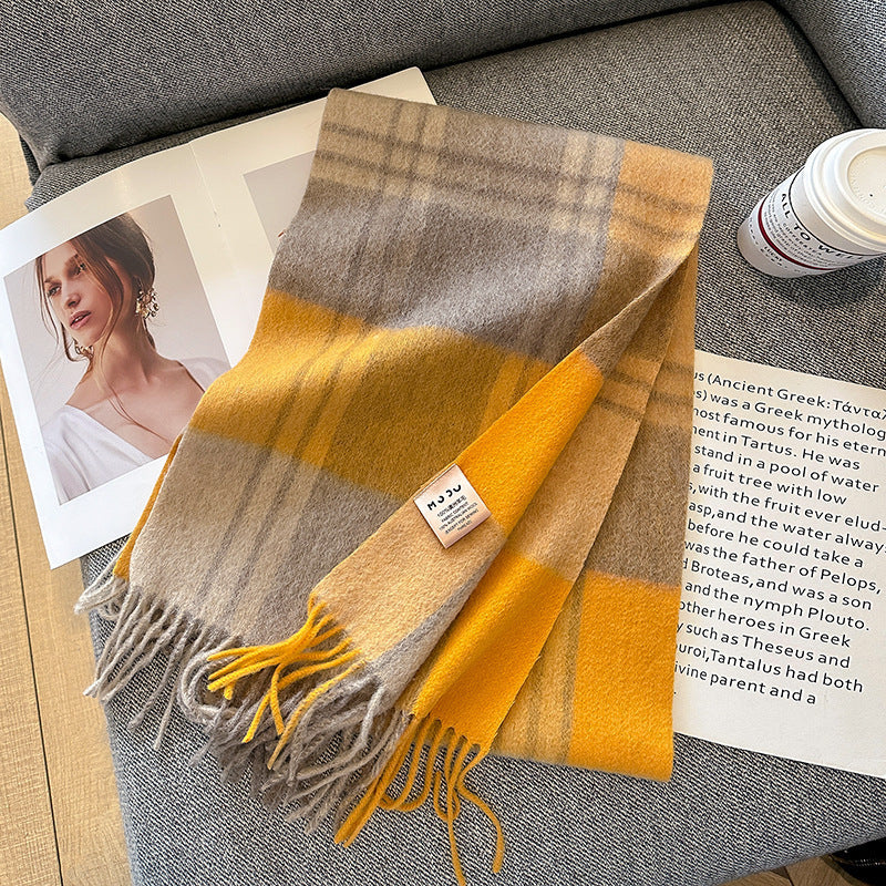 Pure Wool Plaid Scarf