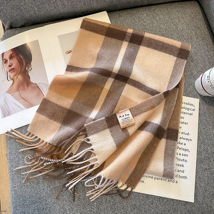 Pure Wool Plaid Scarf