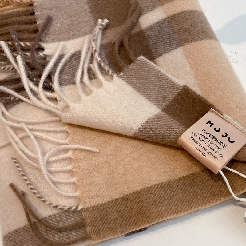 Pure Wool Plaid Scarf