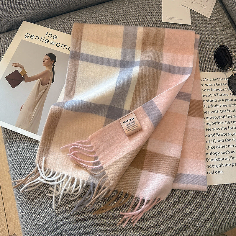 Pure Wool Plaid Scarf
