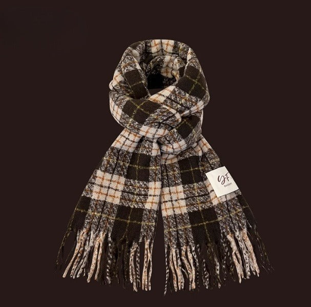 All-match Plaid Faux Cashmere Scarf