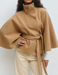 High Neck Belted Batwing Coat