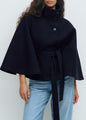 High Neck Belted Batwing Coat