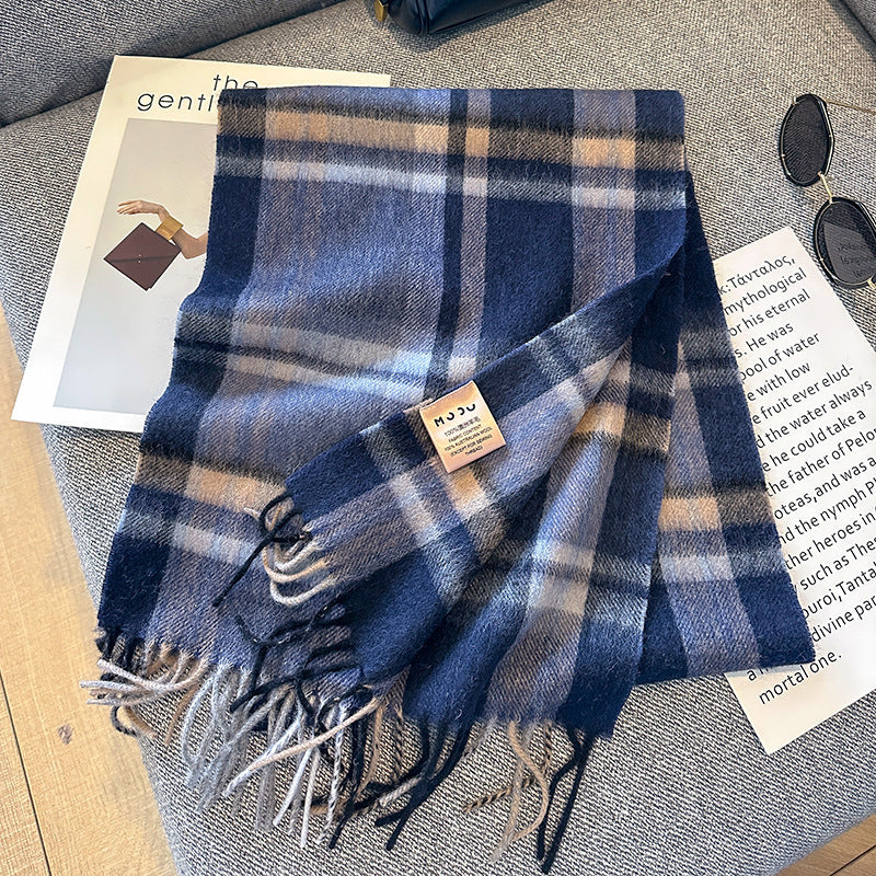 Pure Wool Plaid Scarf