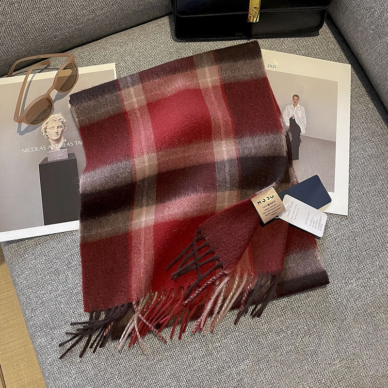 Pure Wool Plaid Scarf