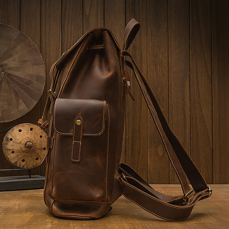 Crazy Horse Leather Retro Backpack