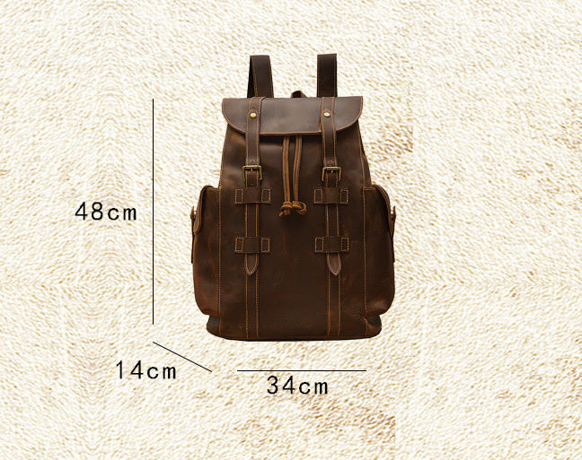 Crazy Horse Leather Retro Backpack