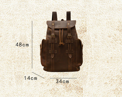 Crazy Horse Leather Retro Backpack