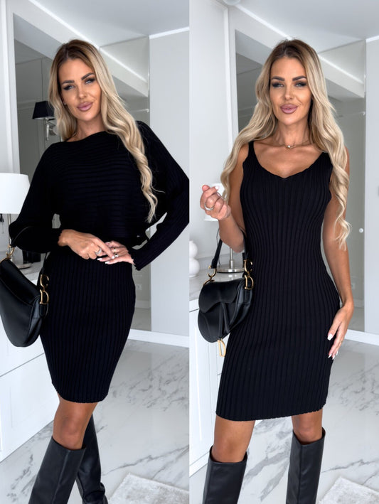 Ribbed dress & bolero set