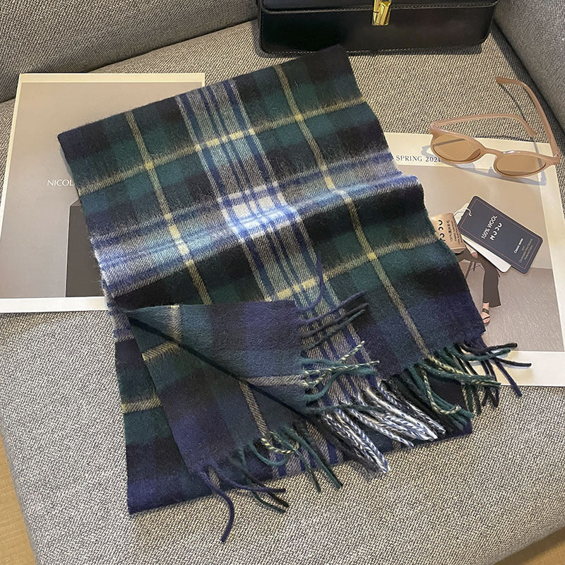 Pure Wool Plaid Scarf