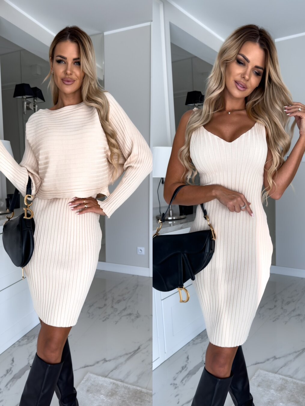 Ribbed dress & bolero set