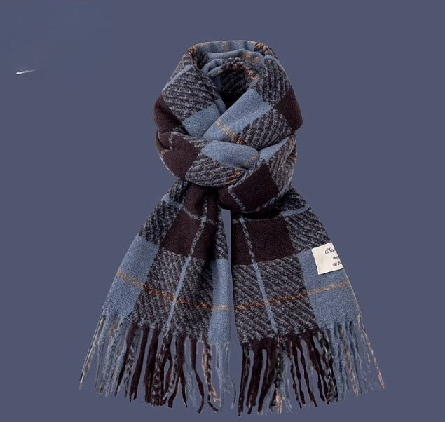 All-match Plaid Faux Cashmere Scarf
