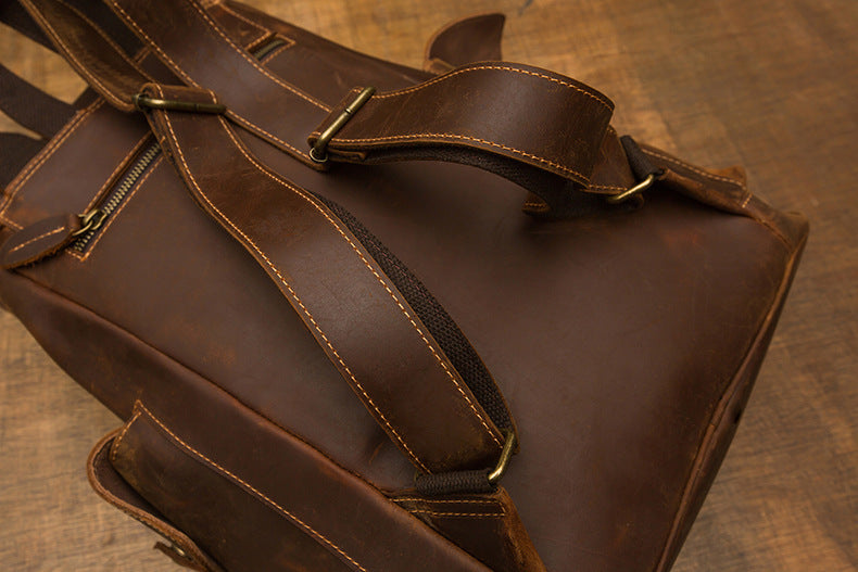 Crazy Horse Leather Retro Backpack