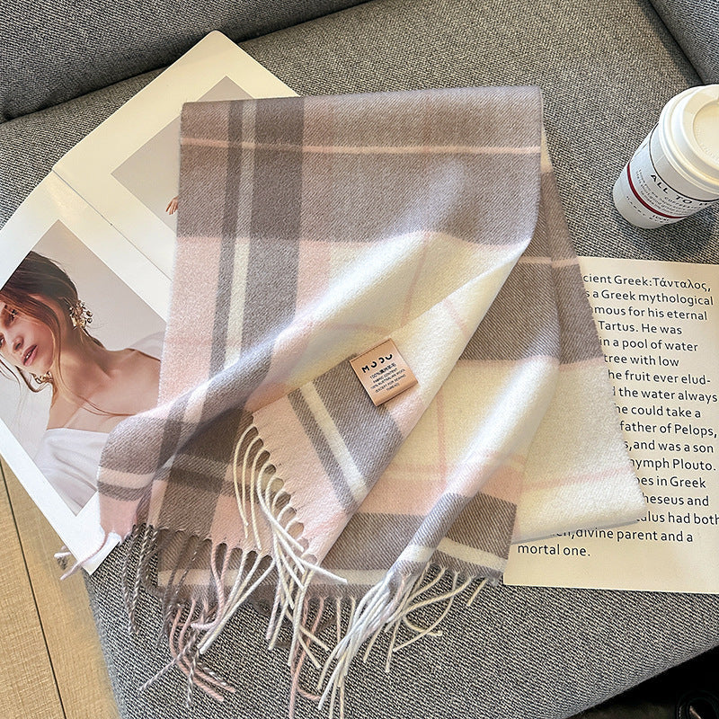 Pure Wool Plaid Scarf
