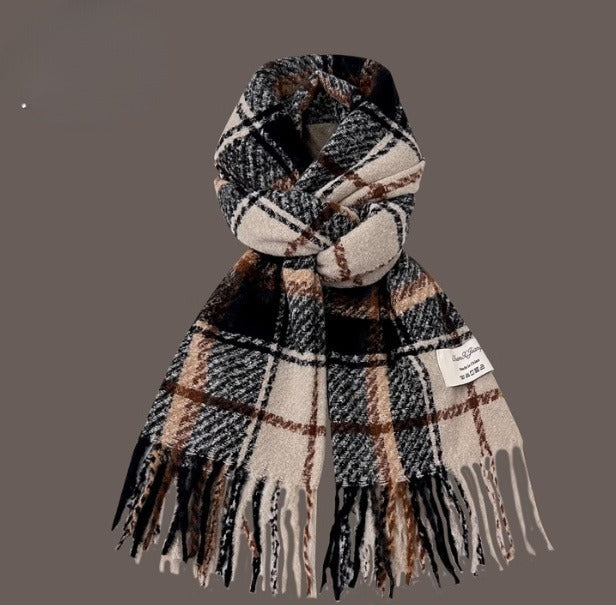 All-match Plaid Faux Cashmere Scarf